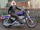 Pat Adams on her Harley-Davidson